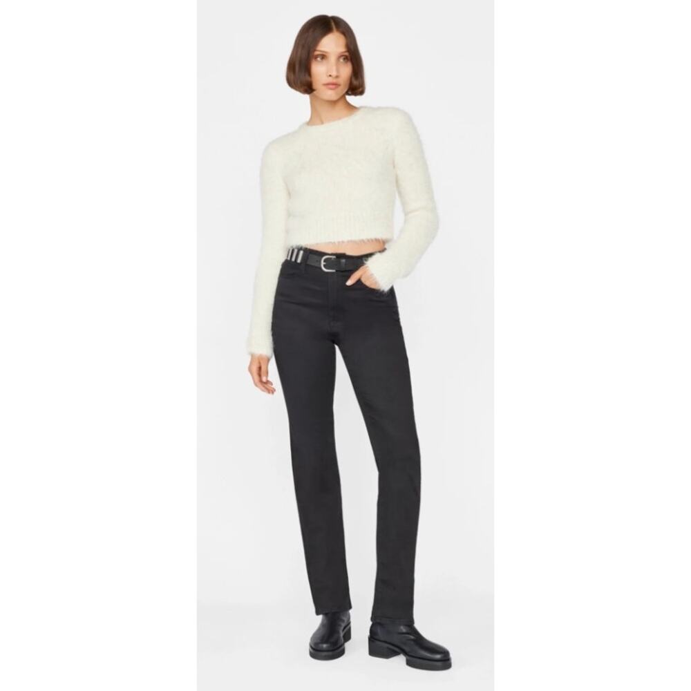 Frame Le Super High Straight Jeans in Blackfinn‎